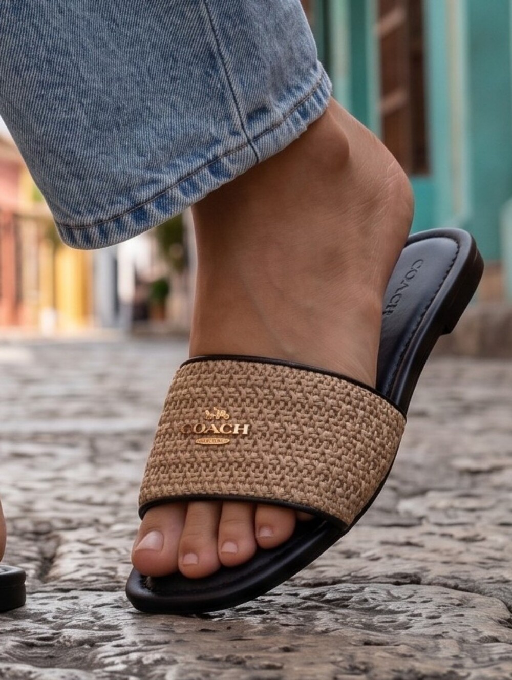 NWOB Coach Holly Raffia Slide Sandals Women's Size 7.5